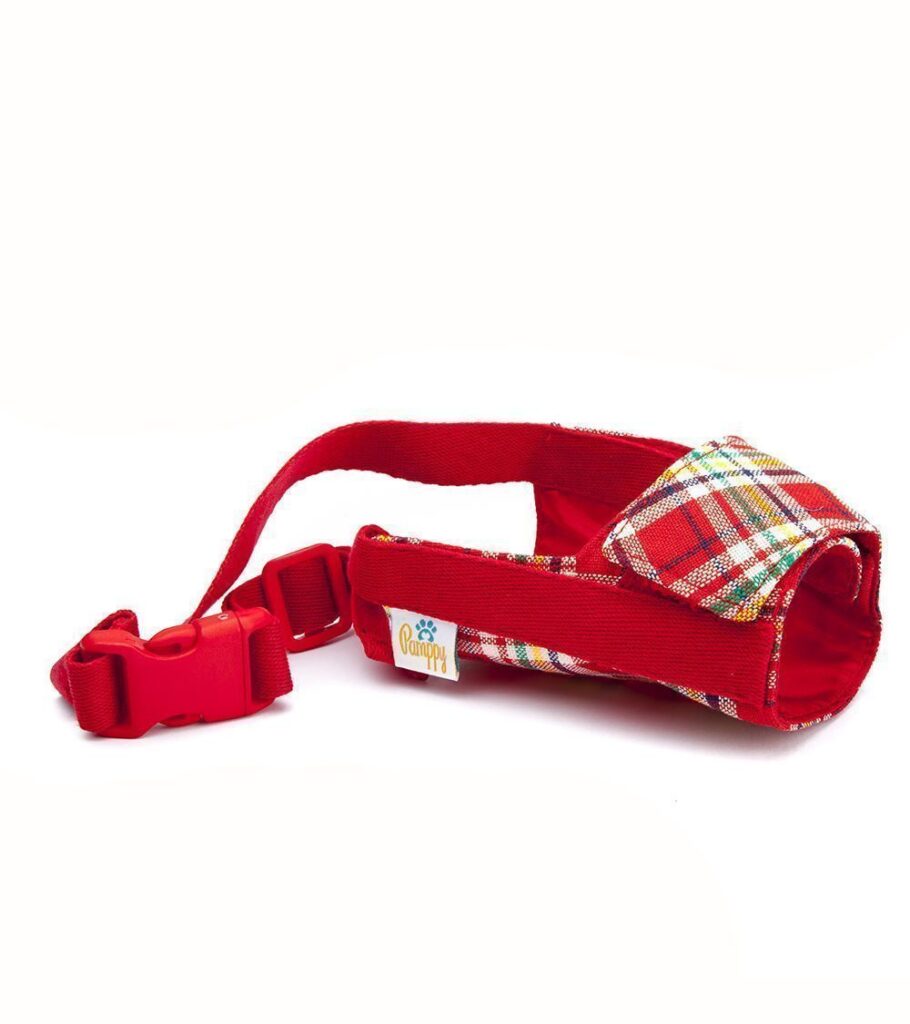 Bozal Perro Velcro Tartán Rojo - Pamppy