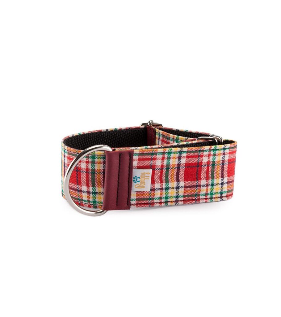 Collar Galgo Speedy Regulable Tartán Rojo - Pamppy
