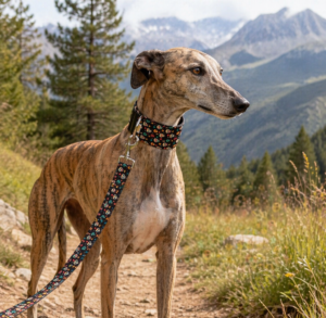 Galgo con colección calavera